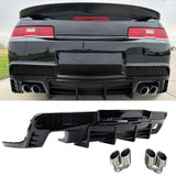 2014-2015 Chevy Camaro Black Rear Diffuser + Quad Exhaust Tips