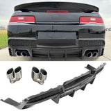 2014-2015 Chevy Camaro Black Rear Diffuser + Quad Exhaust Tips