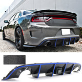 2015-2023 Dodge Charger LED Rear Diffuser Carbon Fiber Look Blue Tape