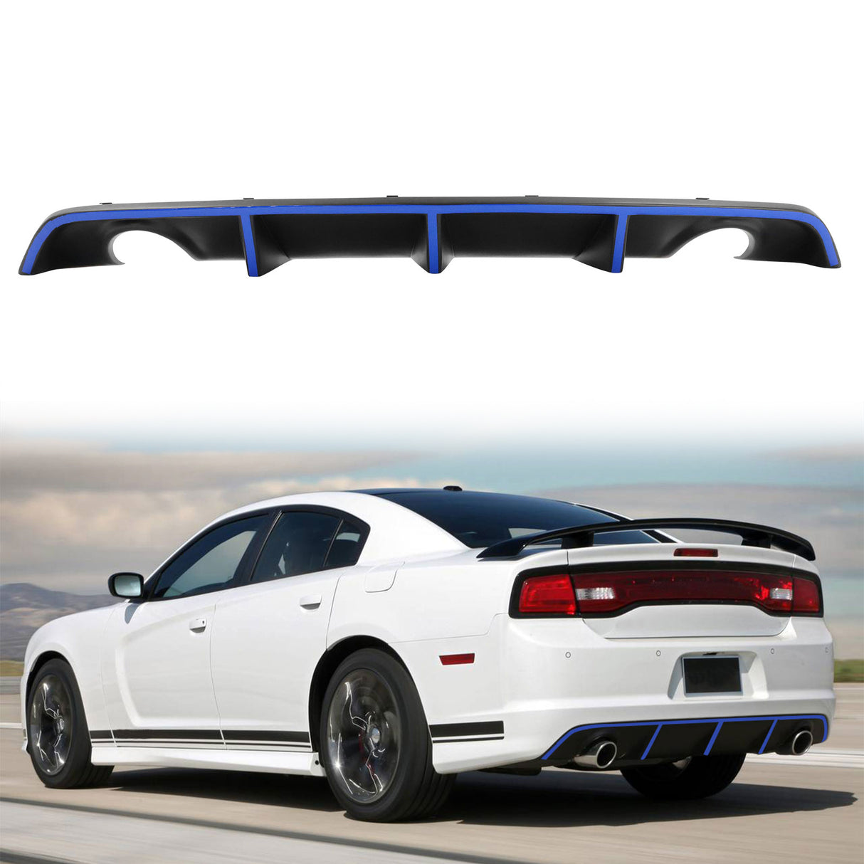 2012-2014 Dodge Charger OE Style Rear Diffuser + Reflective Tape