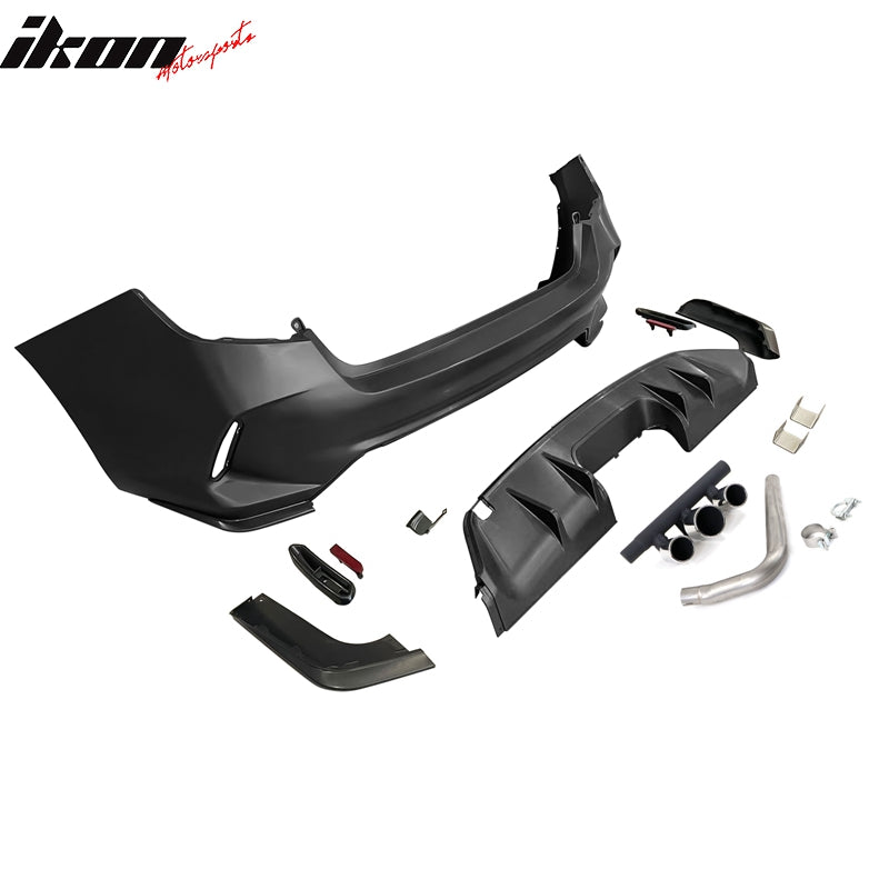 2022-2024 Honda Civic LX Sport Rear Bumper Cover Set + Exhaust Pipe