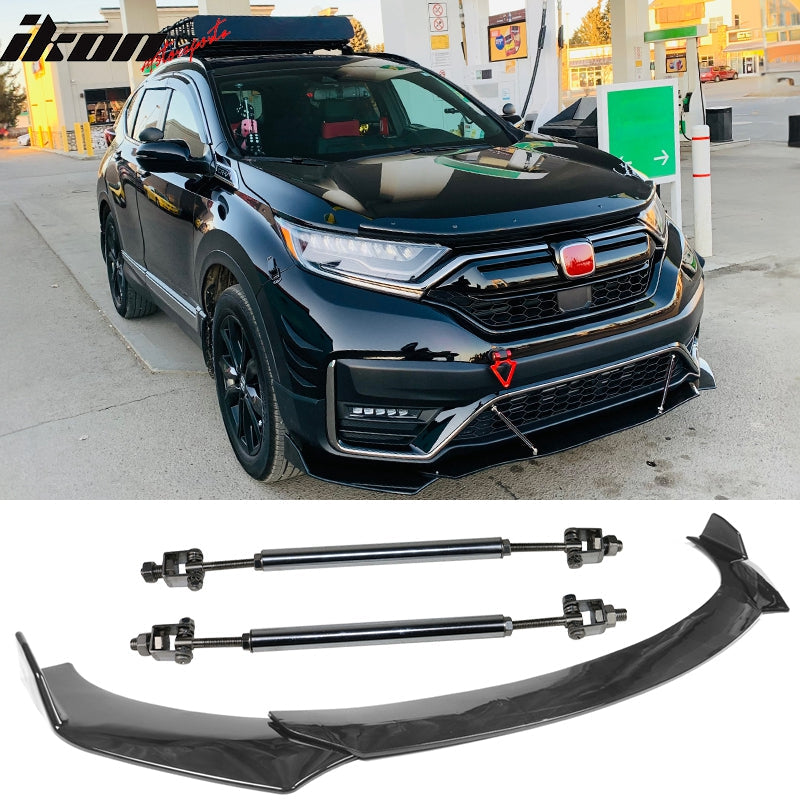 Honda Civic 62"-66" 3PCS A Style Black Front Lip with Strut Rods