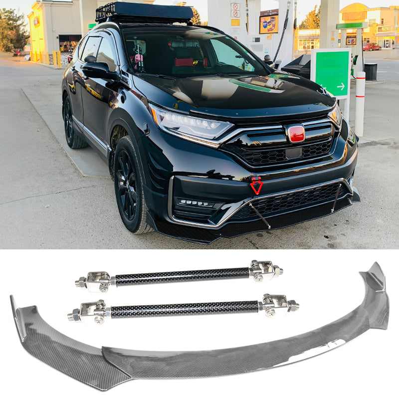 Honda Civic 62"-66" 3PCS A Style Black Front Lip with Strut Rods