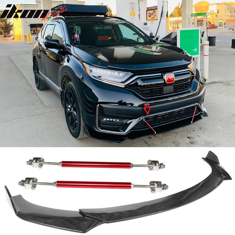 Honda Civic 62"-66" 3PCS A Style Black Front Lip with Strut Rods