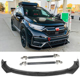 Honda Civic 62"-66" 3PCS A Style Black Front Lip with Strut Rods