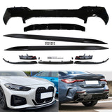 2021-2025 BMW G22 G23 4-Series Gloss Black Front Rear Lip + Side Skirt