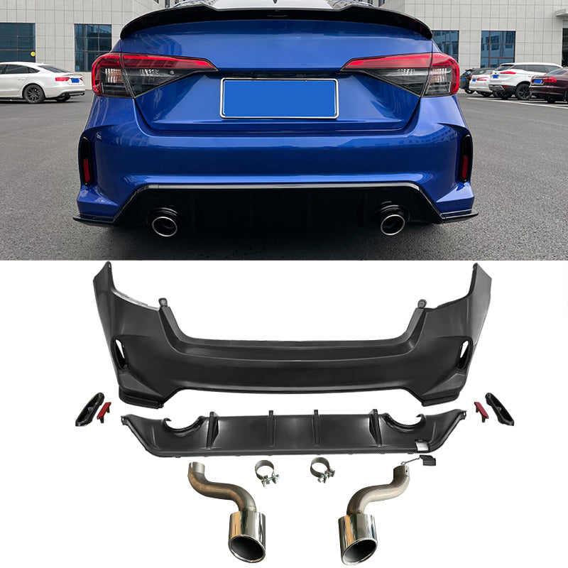 2022-2024 Honda Civic Sedan Rear Bumper Cover + Diffuser +Exhaust Pipe