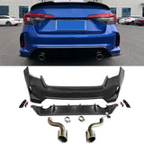 2022-2024 Honda Civic Sedan Rear Bumper Cover + Diffuser +Exhaust Pipe