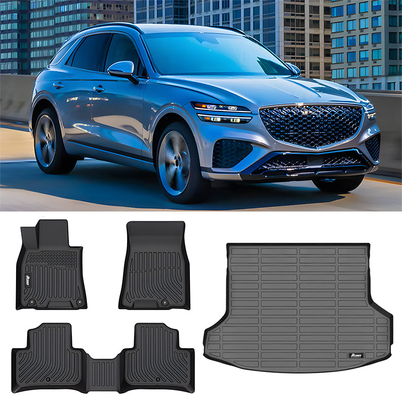 All Weather 3D Carpet Floor Mats Trunk Mat for Genesis GV70 2022-2026 TPE