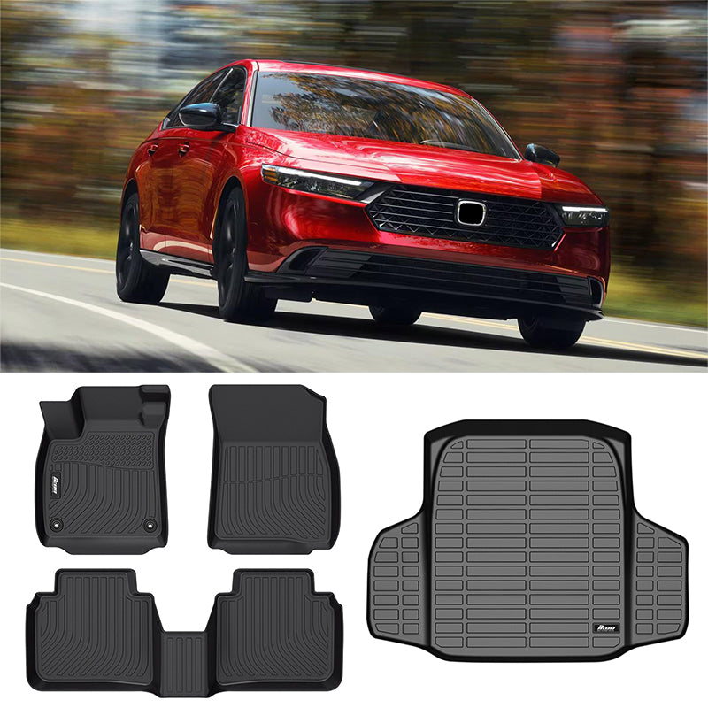 Floor Mats & Trunk Mat for Honda Accord 2023-2026 All Weather 3D Black TPE
