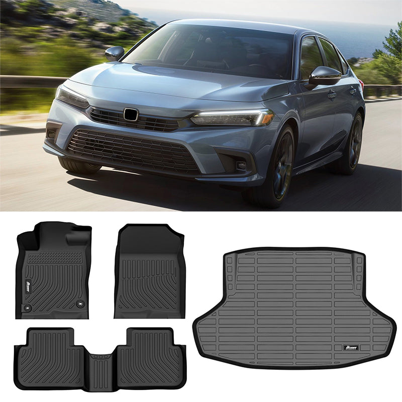 All Weather 3D Black Floor Mats + Trunk Mat for Honda Civic 2022-2026 TPE