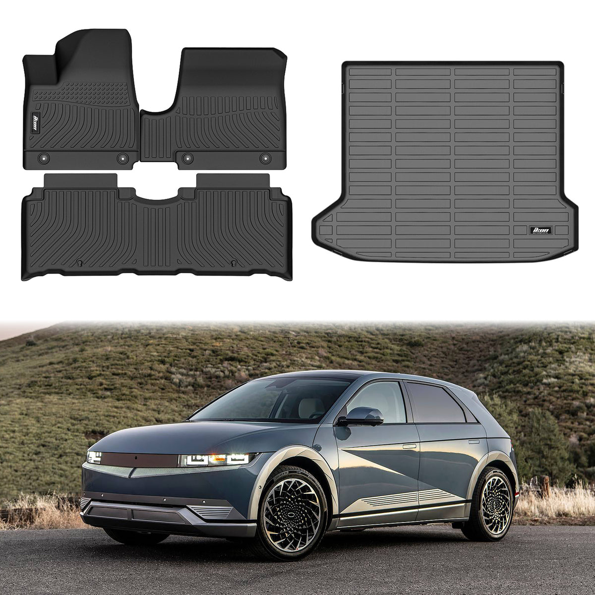 3D Molded Black Floor Mats + Trunk Mat for Hyundai Ioniq 5 2022-2024 TPE