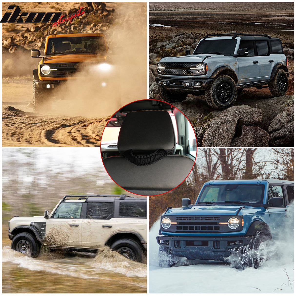 2021-2025 Ford Bronco Headrest Handles Roll Bar Grab Nylon 2PCS