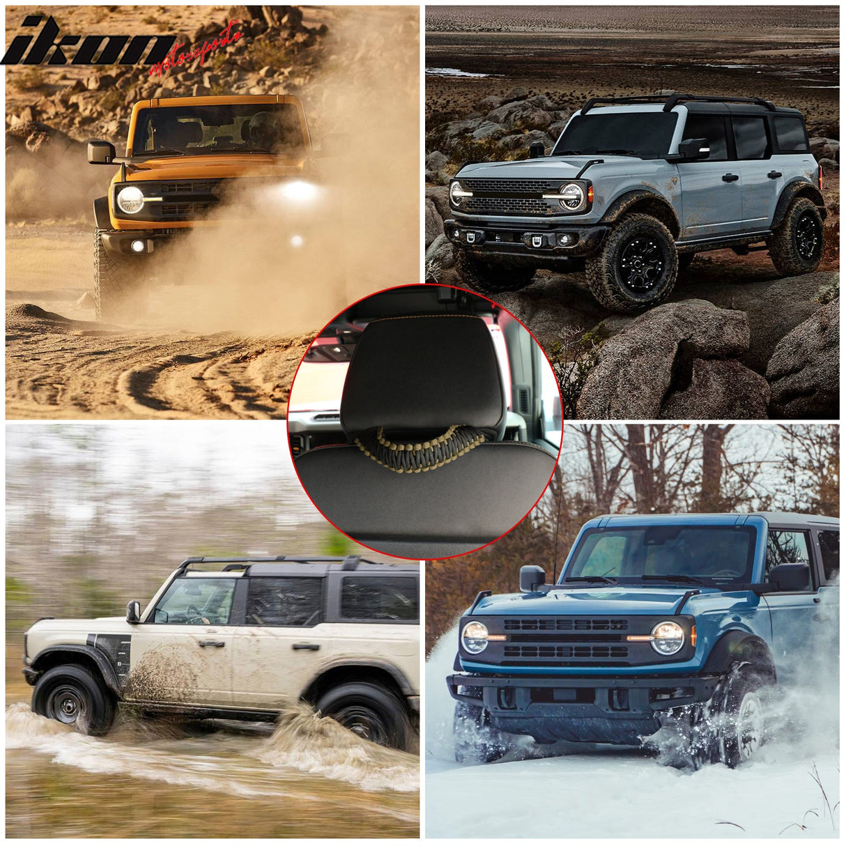 2021-2025 Ford Bronco Headrest Handles Roll Bar Grab Nylon 2PCS