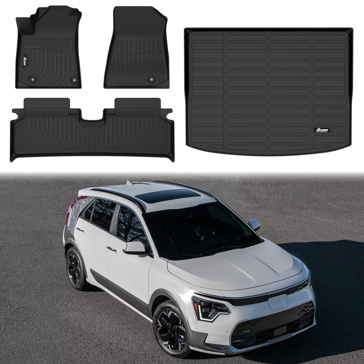 All Weather TPE 3D Floor Mats 3PC + Trunk Mat for Kia Niro EV 2023-2026