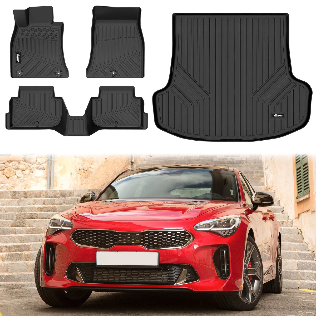 2018-2023 Kia Stinger RWD All Weather TPE 3D Floor Mats + Trunk Mat