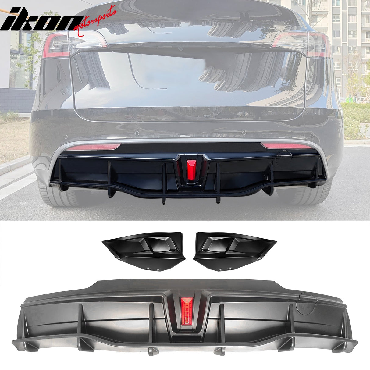 2020-2024 Tesla Y IKON Matte Black Rear Bumper Lip W/ RearÂ Aprons PP