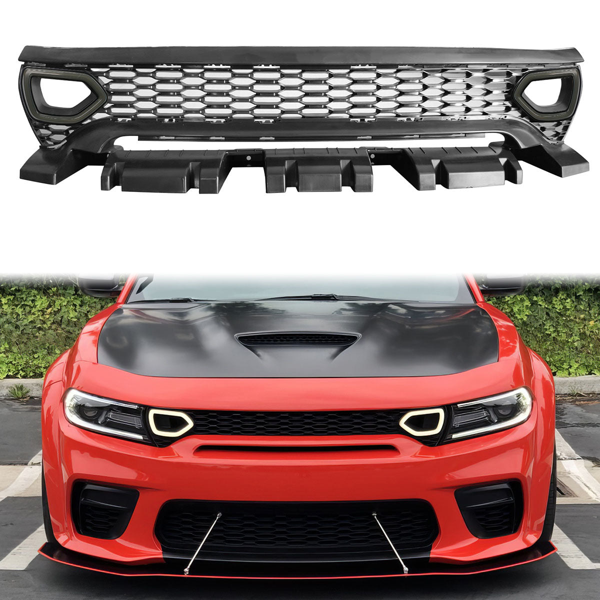 2020-2023 Dodge Charger SRT Widebody Style Smoke LED Mesh Grille ABS