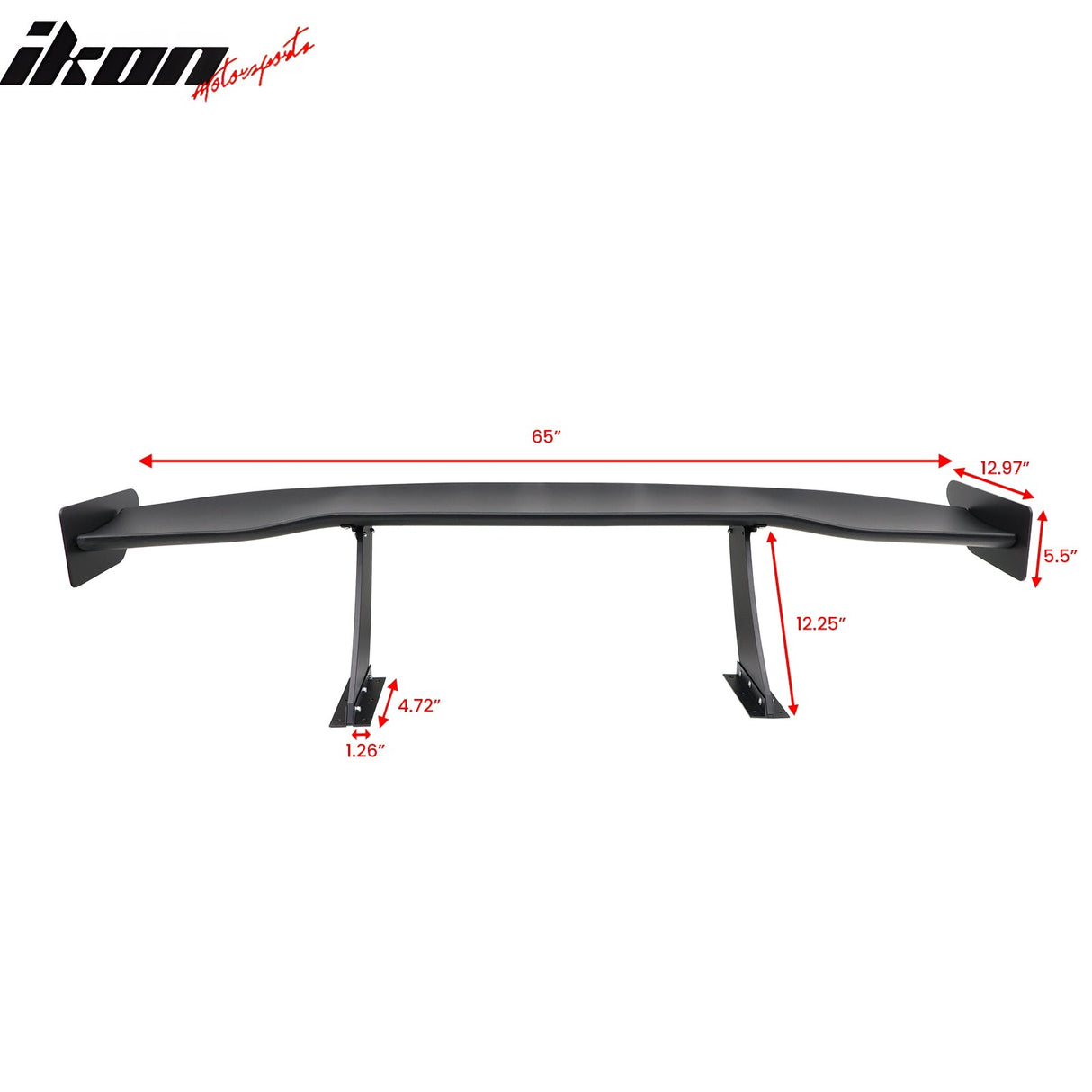 Universal 65'' GT Trunk Spoiler V1 Brackets V4A Legs + Side Plates ABS