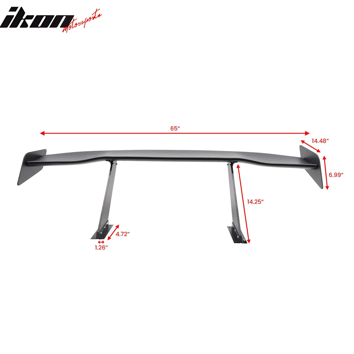Universal 65'' GT Trunk Spoiler V1 Brackets V4D Legs + Side Plates ABS