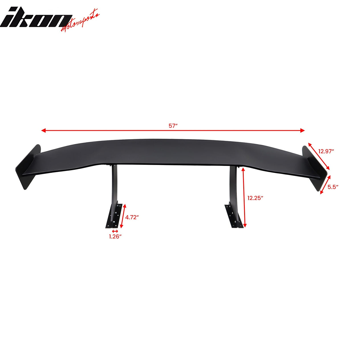 Universal 57'' GT Trunk Spoiler V1 Brackets V4A Legs + Side Plates ABS