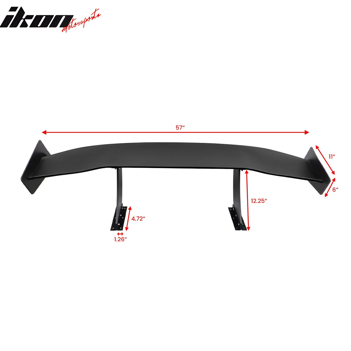 Universal 57'' GT Trunk Spoiler V1 Brackets V4A Legs + V4C Plates ABS