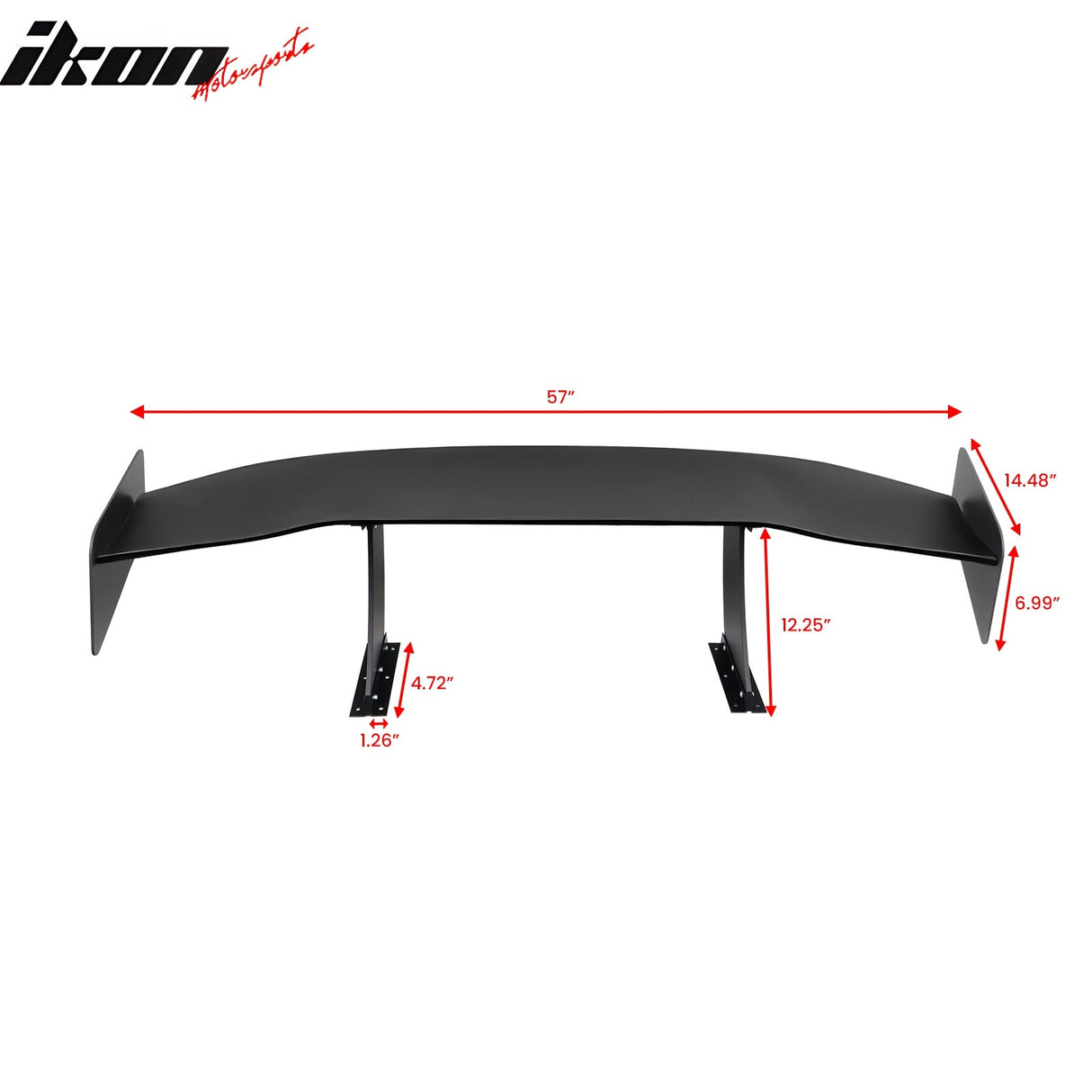 Universal 57'' GT Trunk Spoiler V1 Brackets V4A Legs + V4D Plates ABS