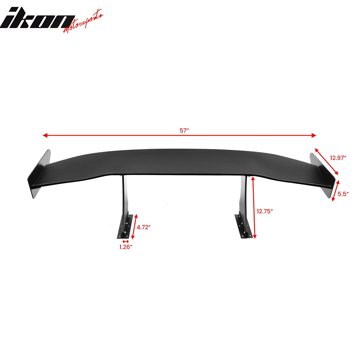 Universal 57'' GT Trunk Spoiler V1 Brackets V4B Legs + V4A Plates ABS