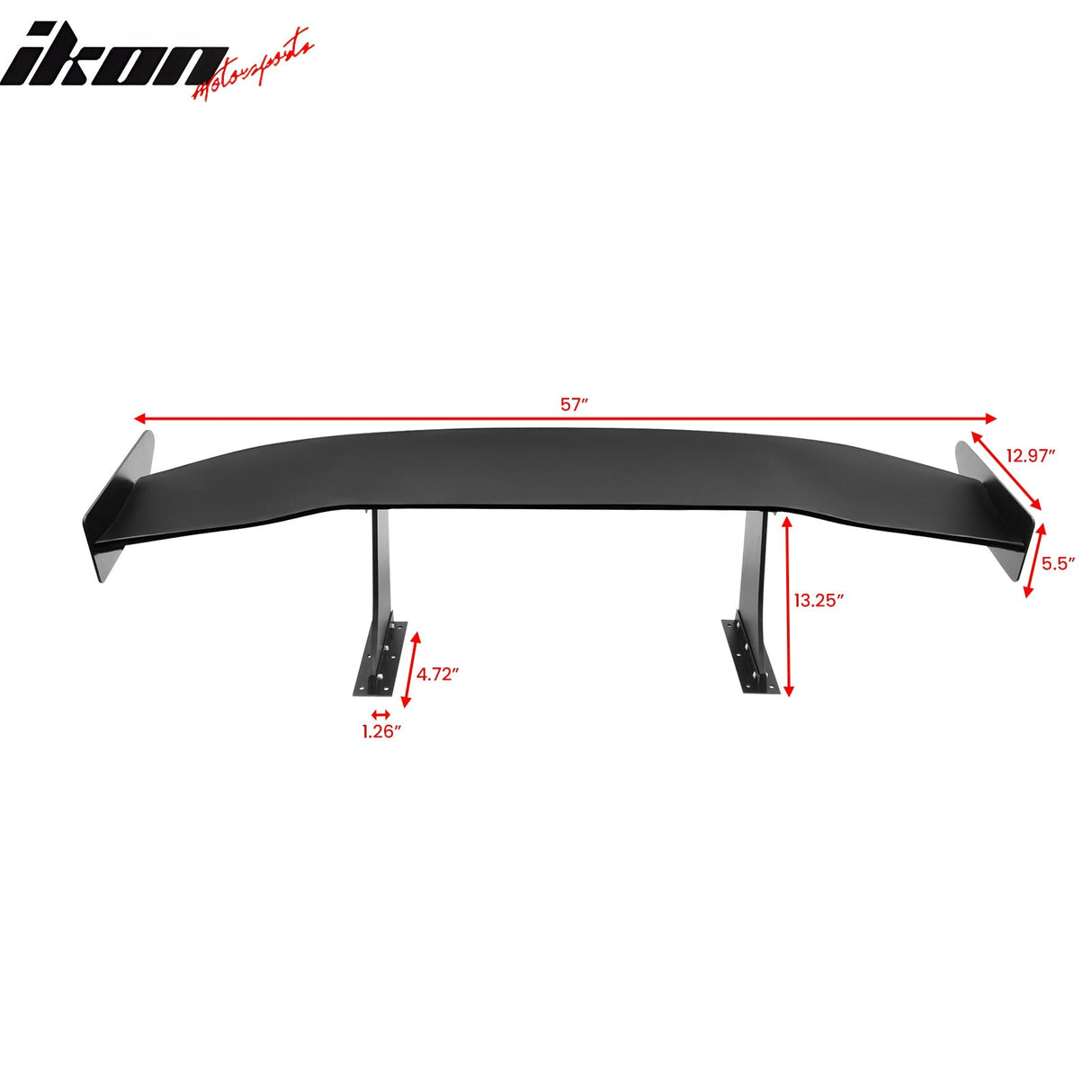 Universal 57'' GT Trunk Spoiler V1 Brackets V4C Legs + V4A Plates ABS