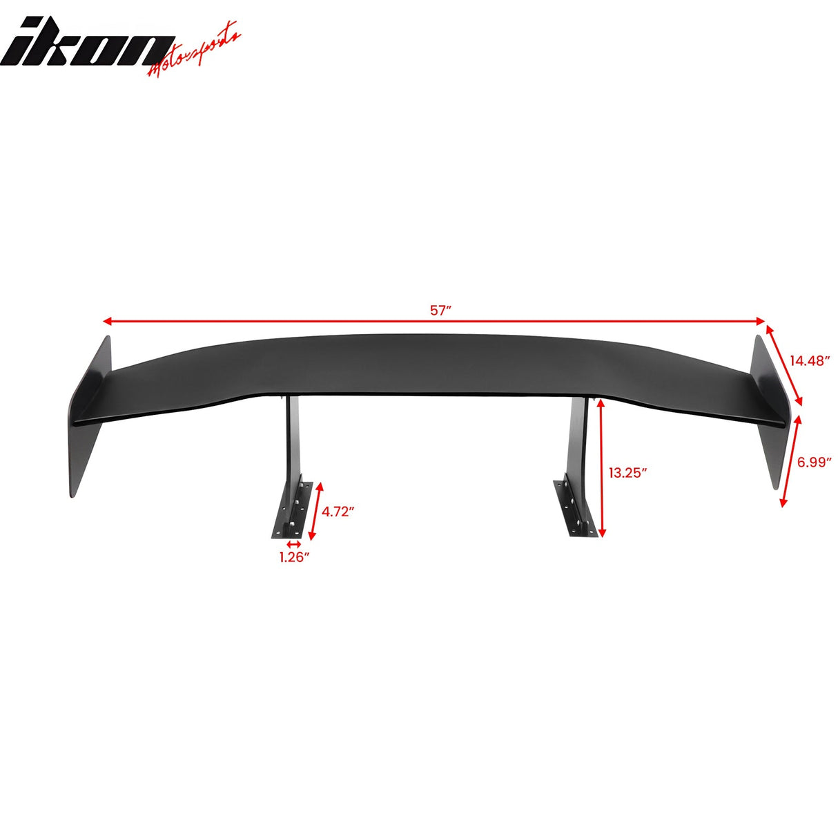 Universal 57'' GT Trunk Spoiler V1 Brackets V4C Legs + V4D Plates ABS