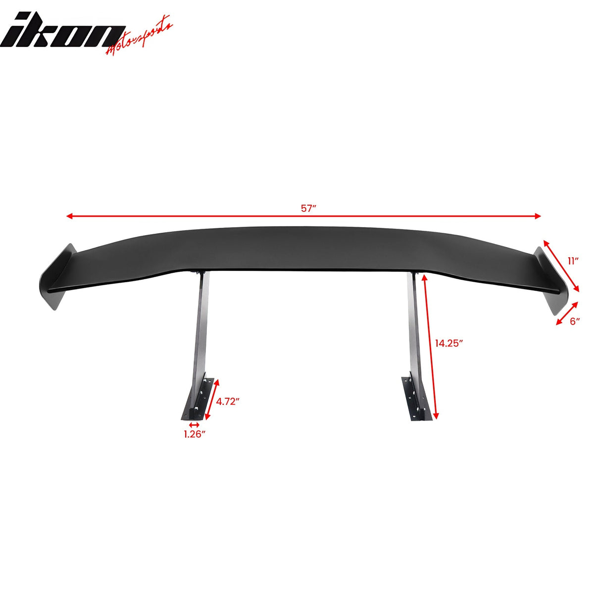 Universal 57'' GT Trunk Spoiler V1 Brackets V4D Legs + V4C Plates ABS
