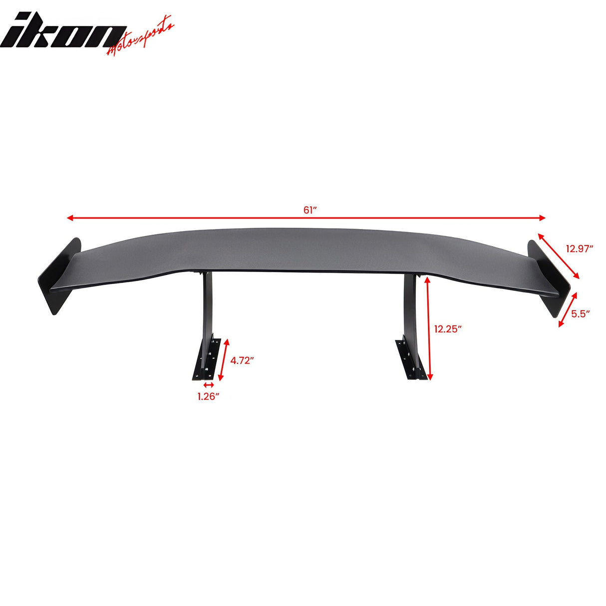 Universal 61'' GT Trunk Spoiler V1 Brackets V4A Legs + Side Plates ABS