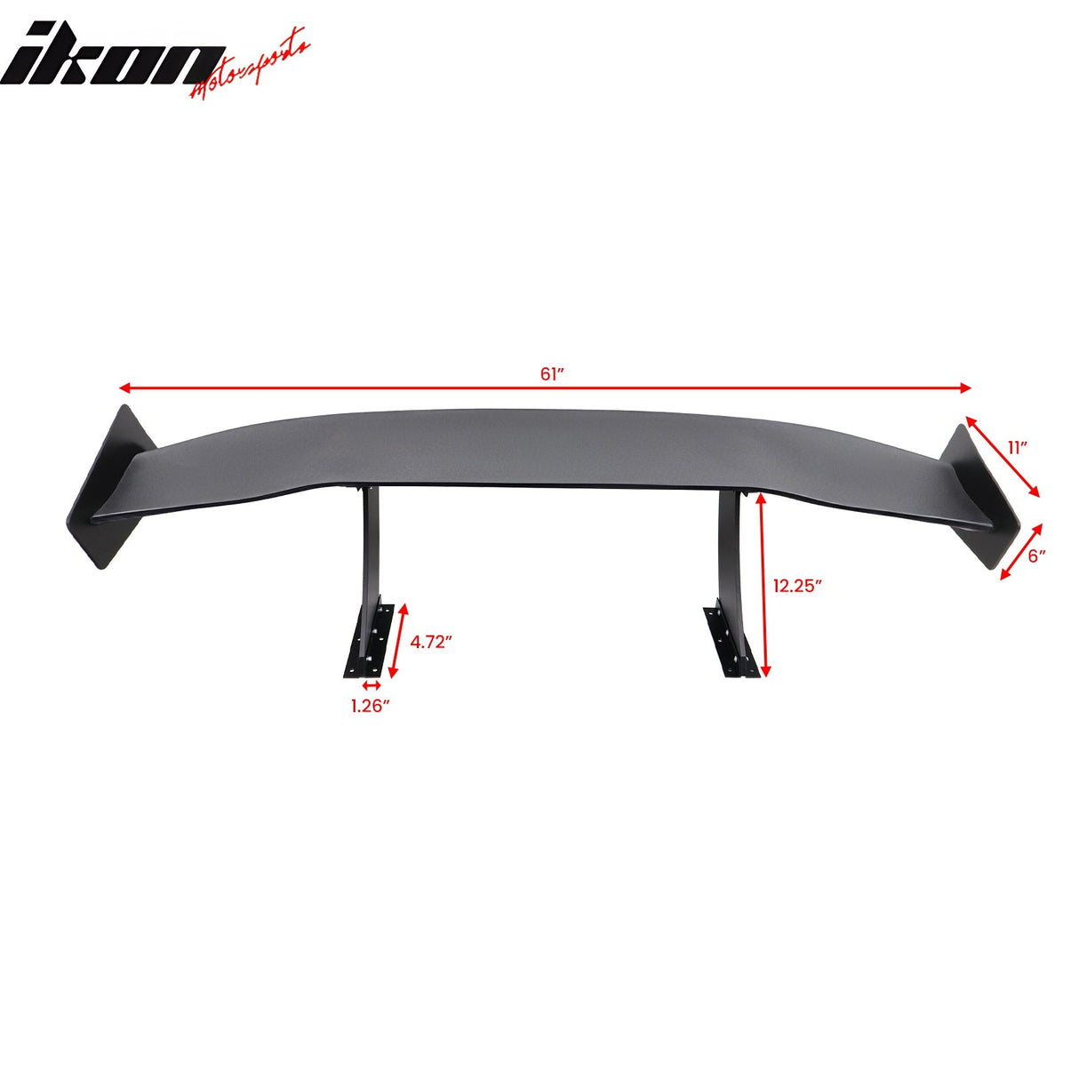 Universal 61'' GT Trunk Spoiler V1 Brackets V4A Legs + V4C Plates ABS