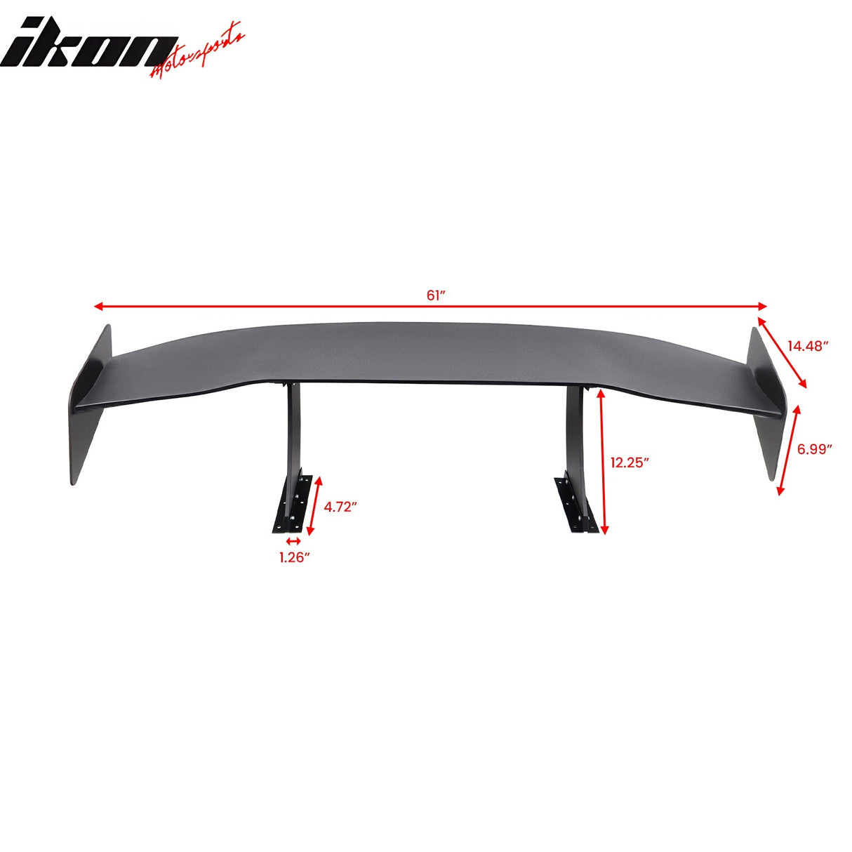 Universal 61'' GT Trunk Spoiler V1 Brackets V4A Legs + V4D Plates ABS