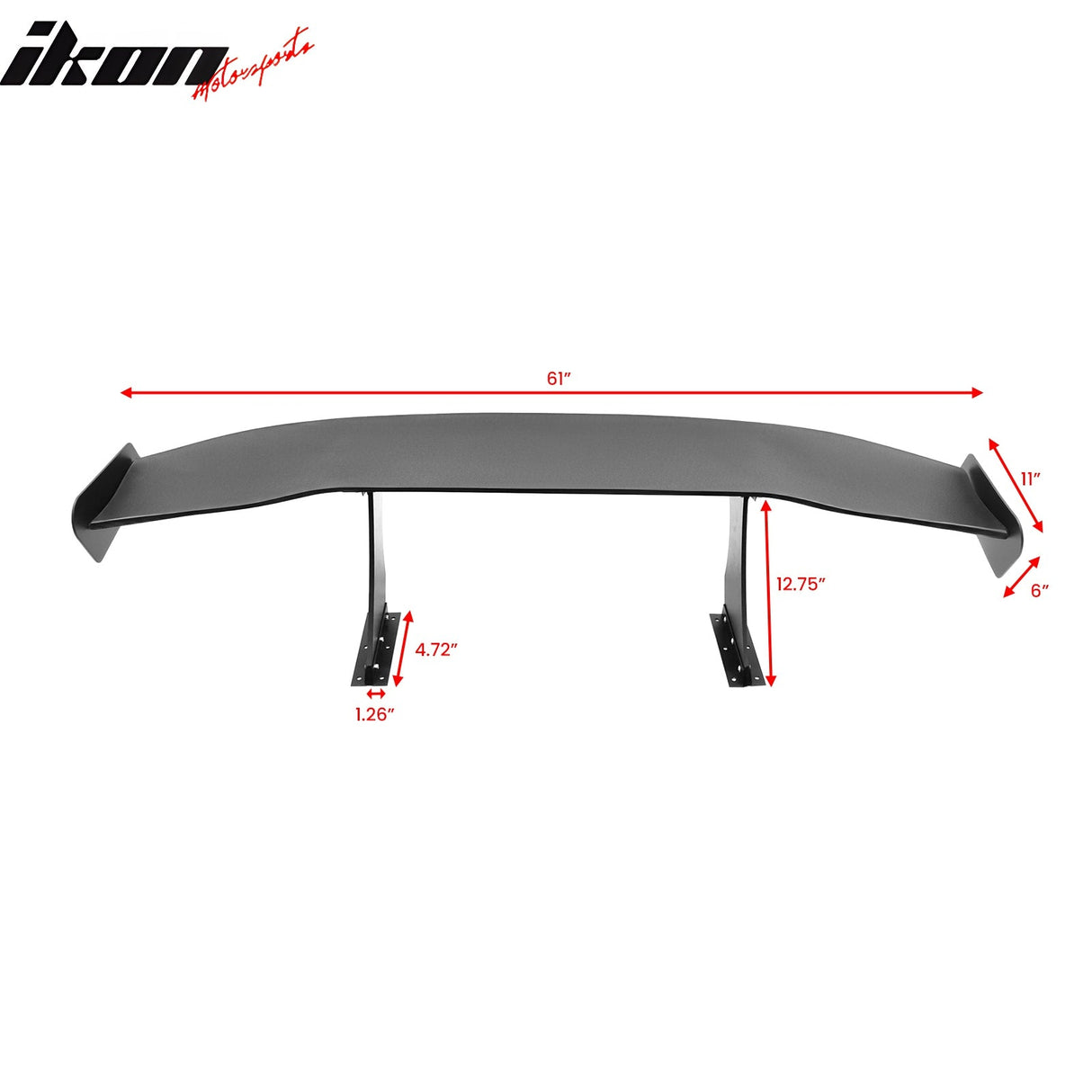 Universal 61'' GT Trunk Spoiler V1 Brackets V4B Legs + V4C Plates ABS