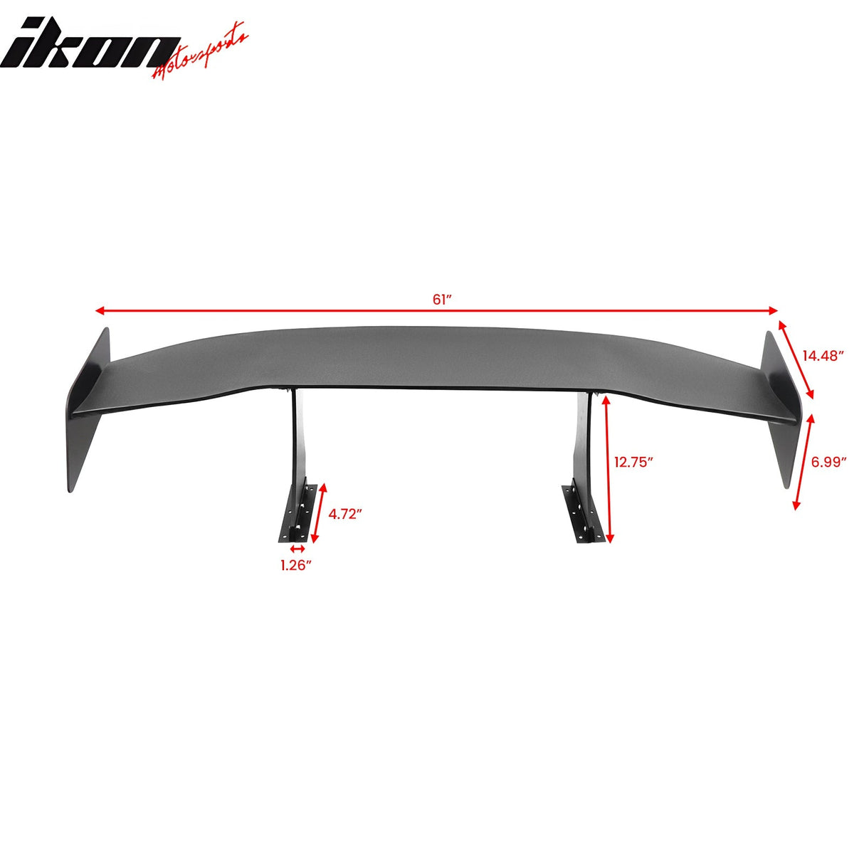 Universal 61'' GT Trunk Spoiler V1 Brackets V4B Legs + V4D Plates ABS