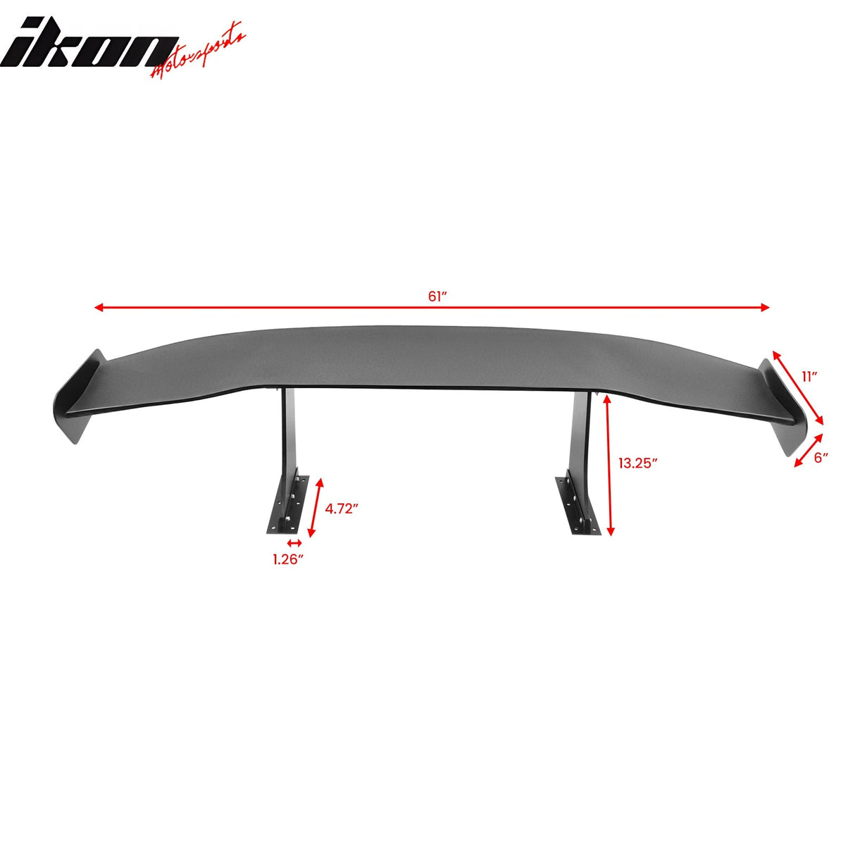 Universal 61'' GT Trunk Spoiler V1 Brackets V4C Legs + Side Plates ABS