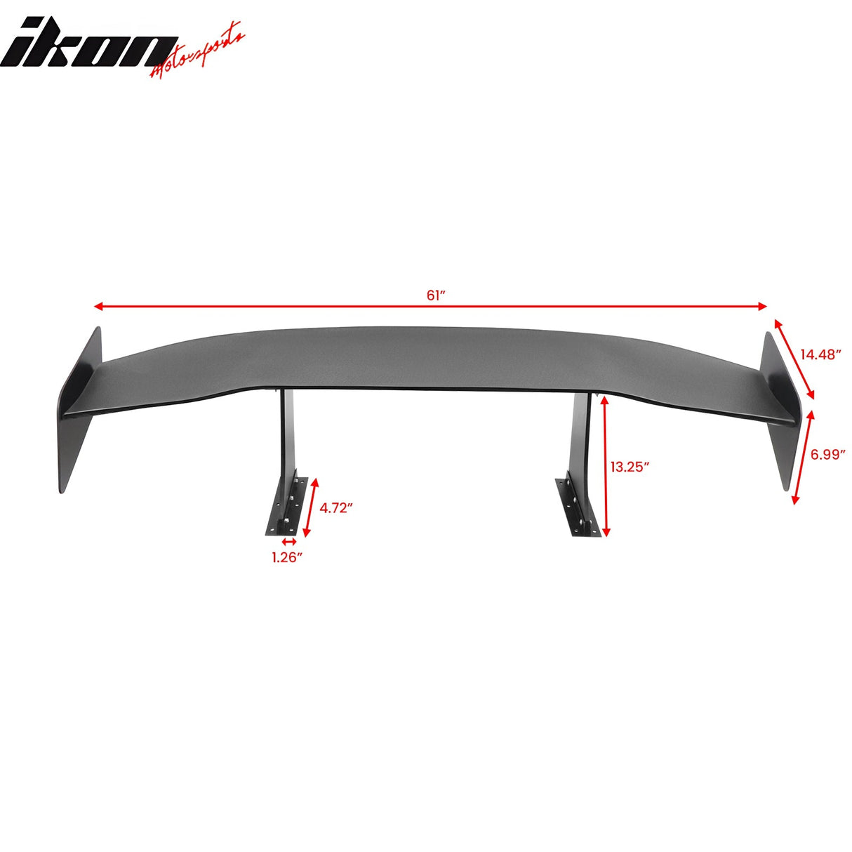 Universal 61'' GT Trunk Spoiler V1 Brackets V4C Legs + V4D Plates ABS