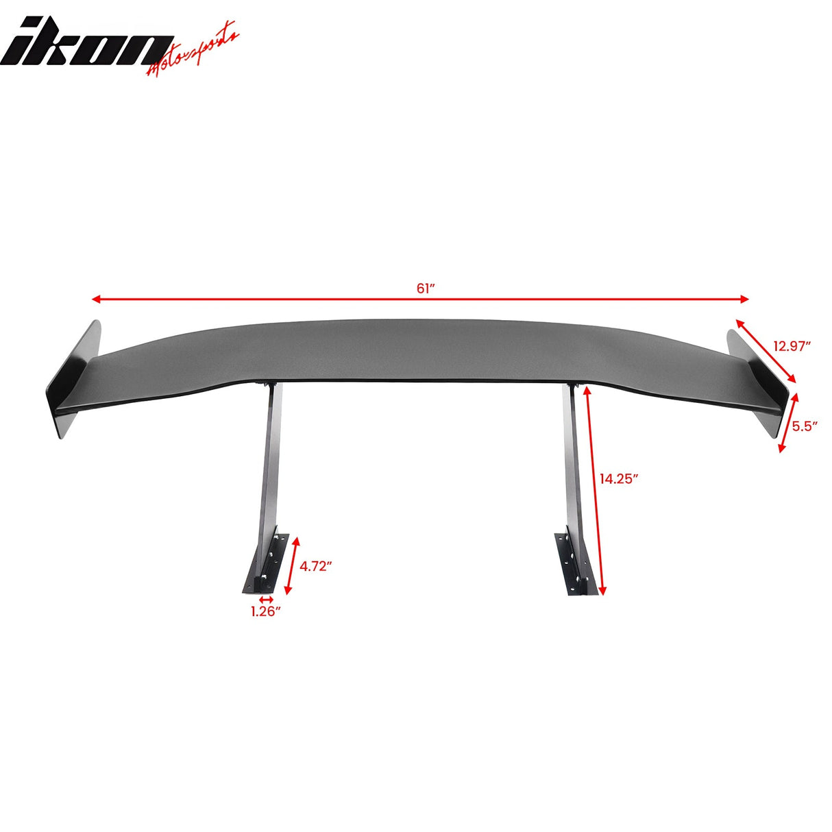 Universal 61'' GT Trunk Spoiler V1 Brackets V4D Legs + V4A Plates ABS