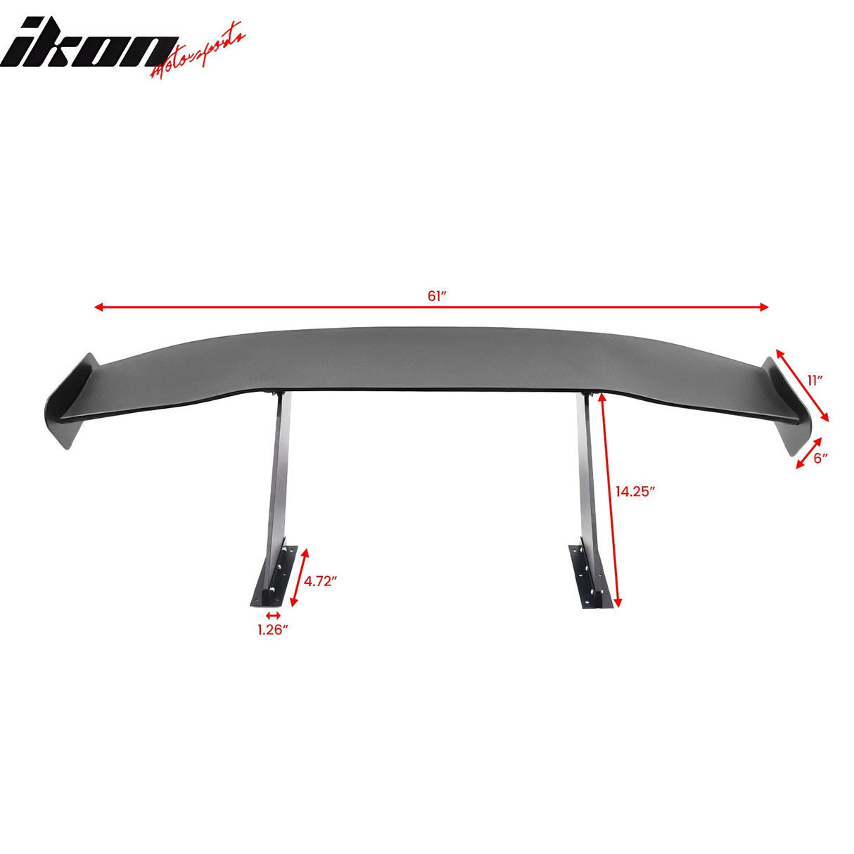 Universal 61'' GT Trunk Spoiler V1 Brackets V4D Legs + V4C Plates ABS
