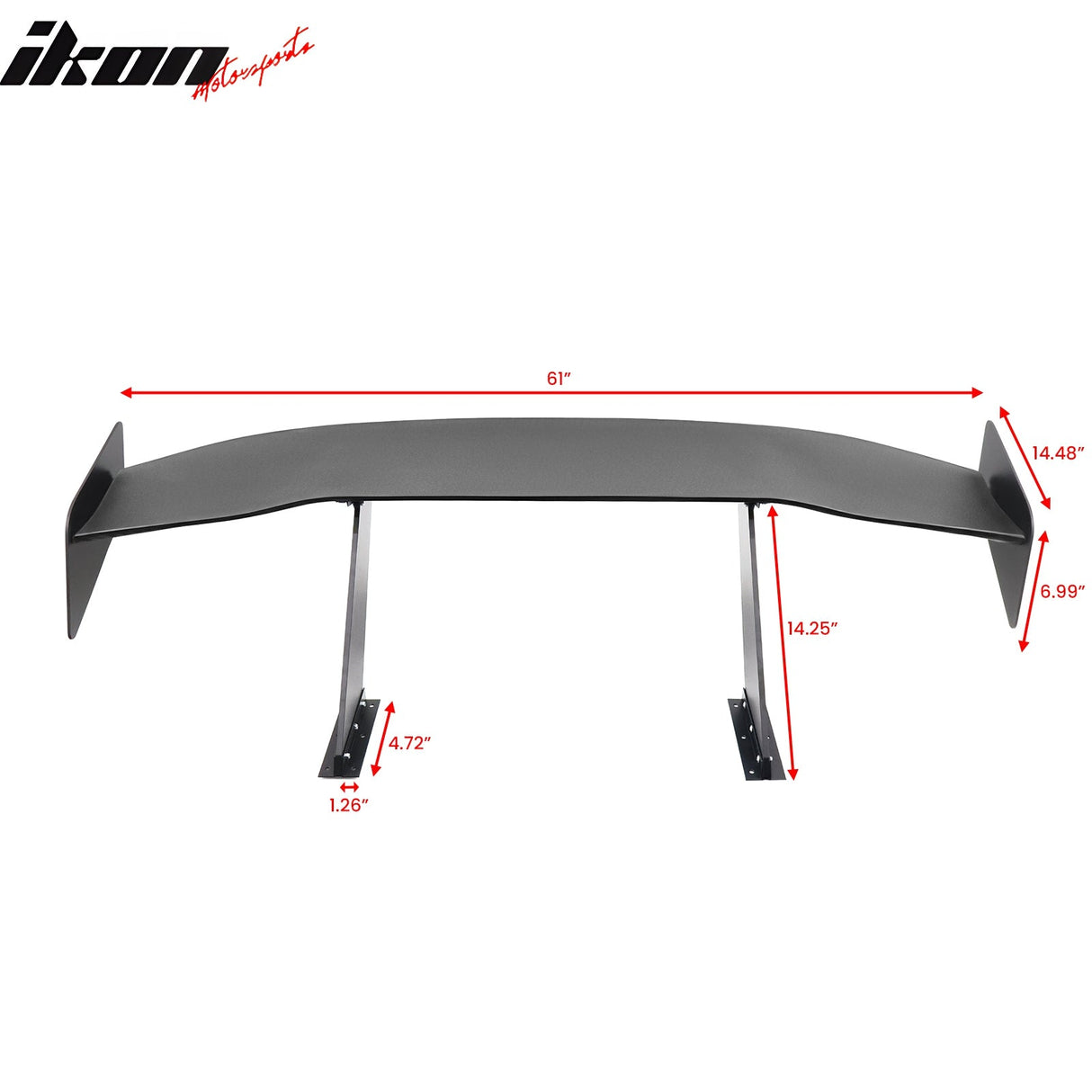 Universal 61'' GT Trunk Spoiler V1 Brackets V4D Legs + Side Plates ABS