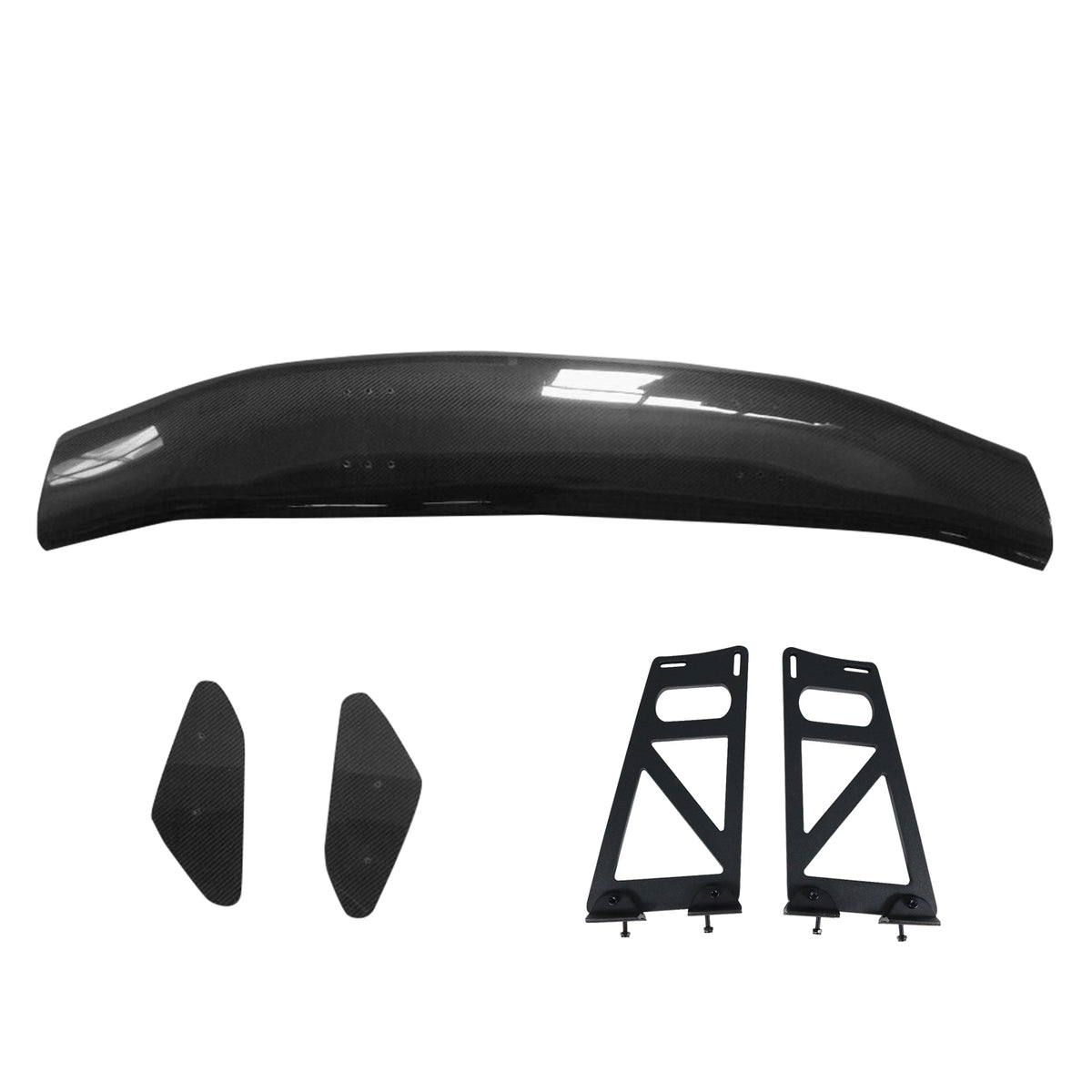 56"Inch GT Style Trunk Spoiler V1 Side Plates V6 Legs 3D Carbon Fiber