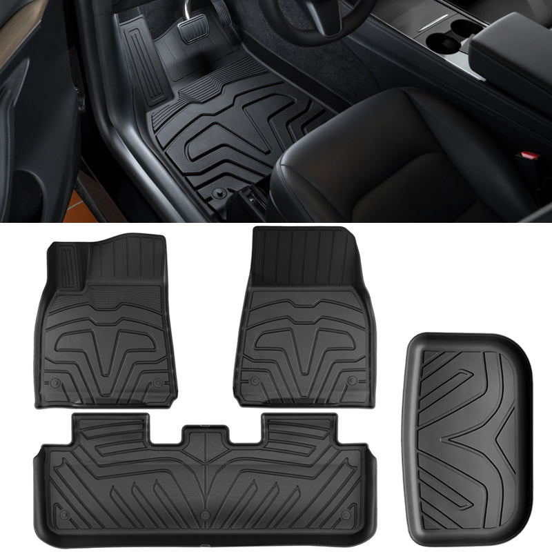 2020-2025 Tesla Model Y Floor + Trunk Mats 3D TPE Carpets Cargo Liner