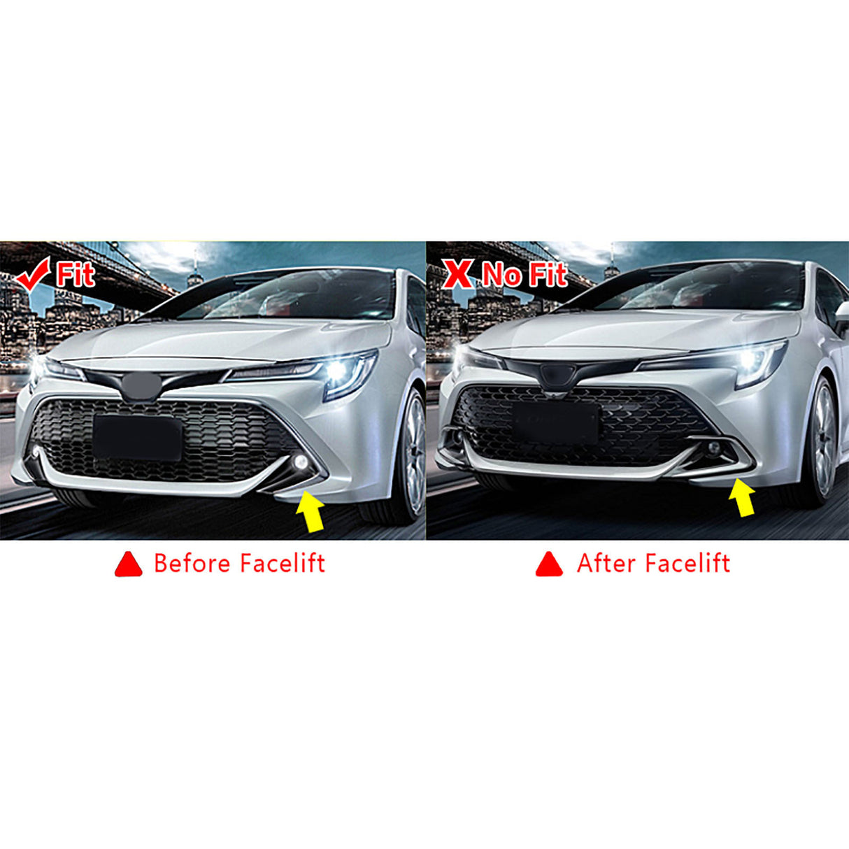 2019-2021 Toyota Corolla Auris 5-Door Matte Black 3PC Front Bumper Lip