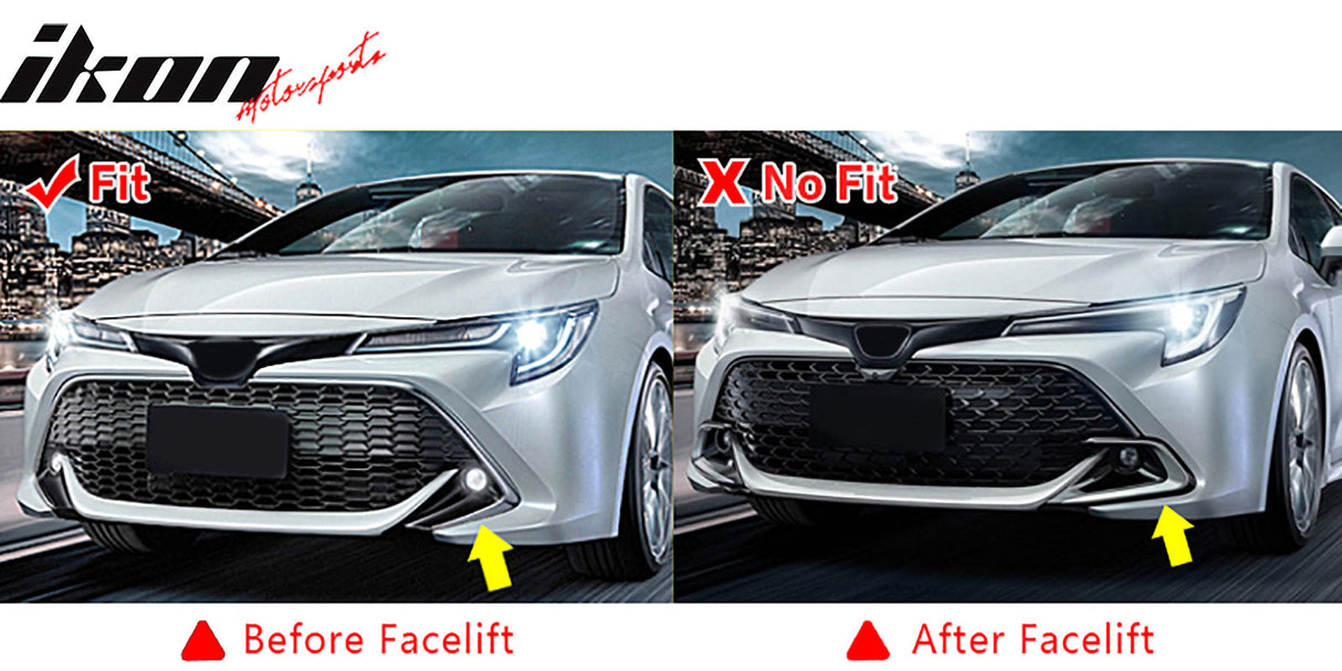 2019-2021 Toyota Corolla Gloss Black 3PCS Front Bumper Lip+Side Canard