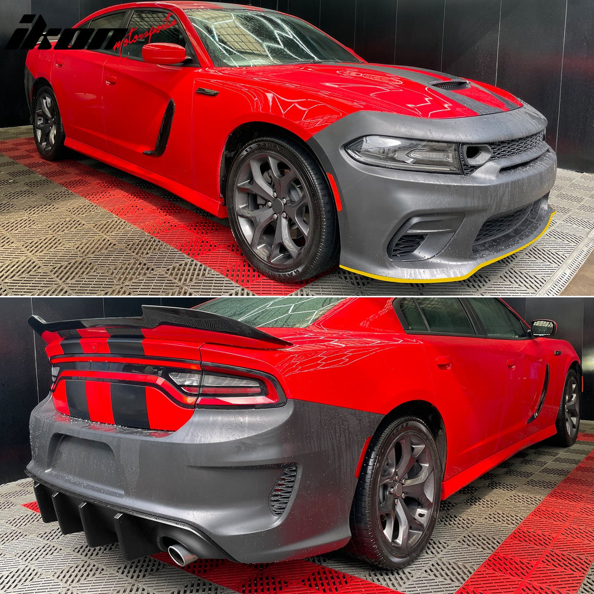 2015-2023 Dodge Charger Rear &  Front Bumper Yellow Lip Diffuser