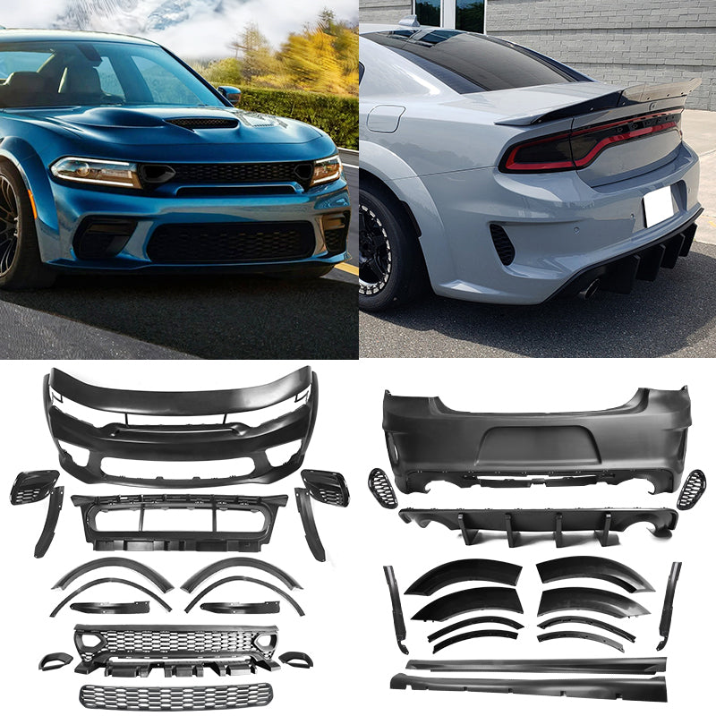 2015-2023 Dodge Charger IKON Matte Black Front Rear Bumper Covers PP