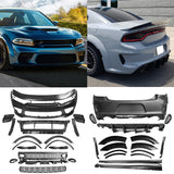 2015-2023 Dodge Charger IKON Matte Black Front Rear Bumper Covers PP