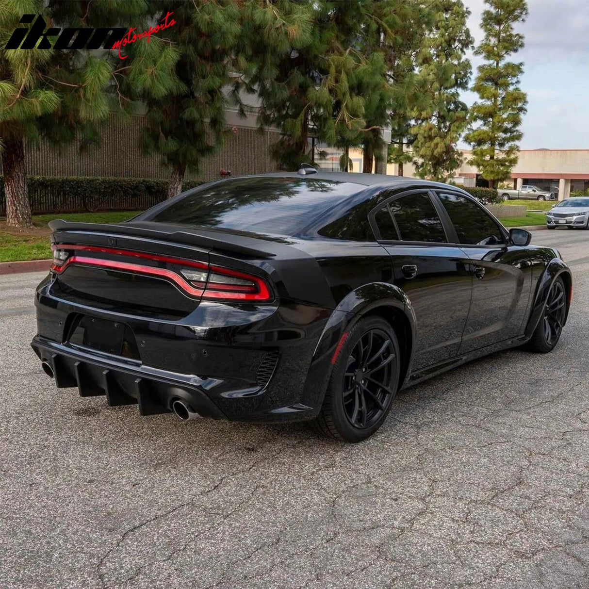 2015-2023 Dodge Charger IKON Matte Black Front Rear Bumper Covers PP