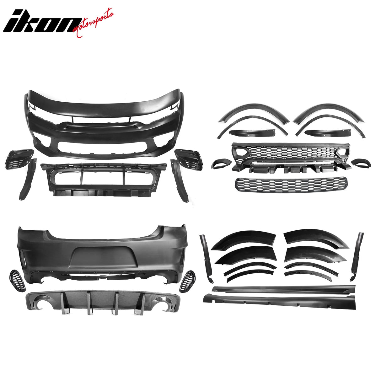 2015-2023 Dodge Charger Widebody Rear Bumper Covers W/ SRT Grilles ABS
